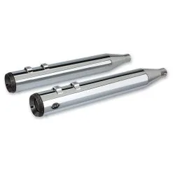 S&S Cycle Grand National Chrome Slip-On Mufflers With Black End Caps