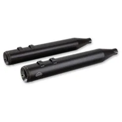 S&S Cycle Grand National Black Slip-On Mufflers With Black End Caps