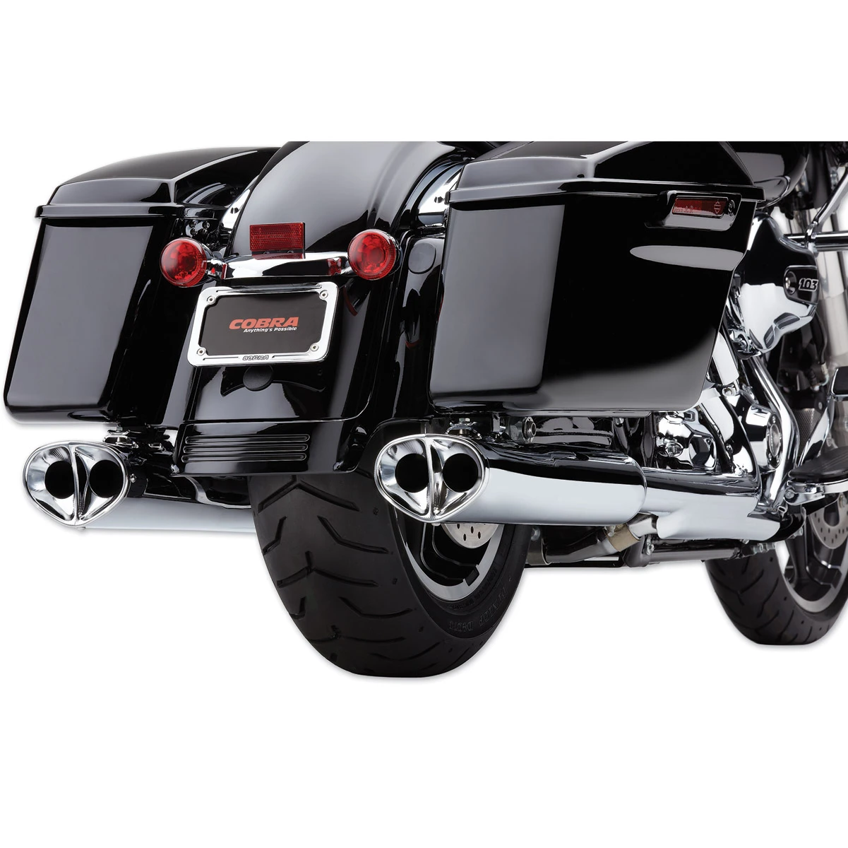 Cobra Tri-Oval II Chrome Slip-On Mufflers - Image 2