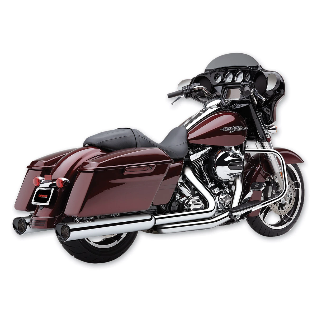 Cobra Tri-Flo Chrome Slip-On Mufflers With Black Tips