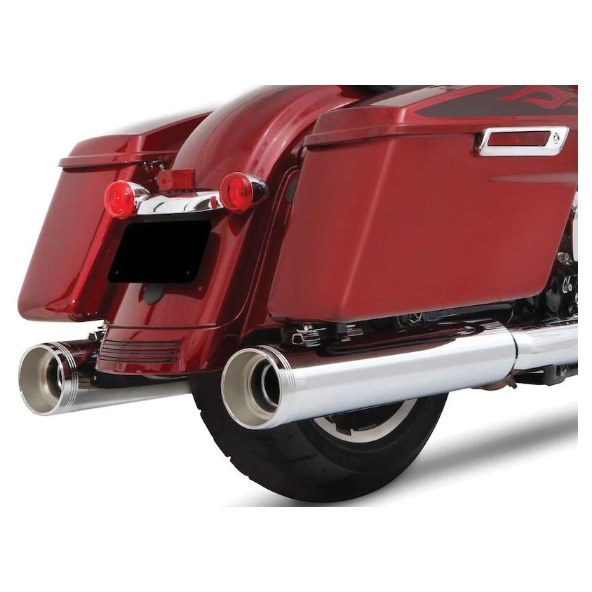 Rinehart Racing 4-1/2" DBX45 Slip-On Mufflers Chrome With Chrome End Caps