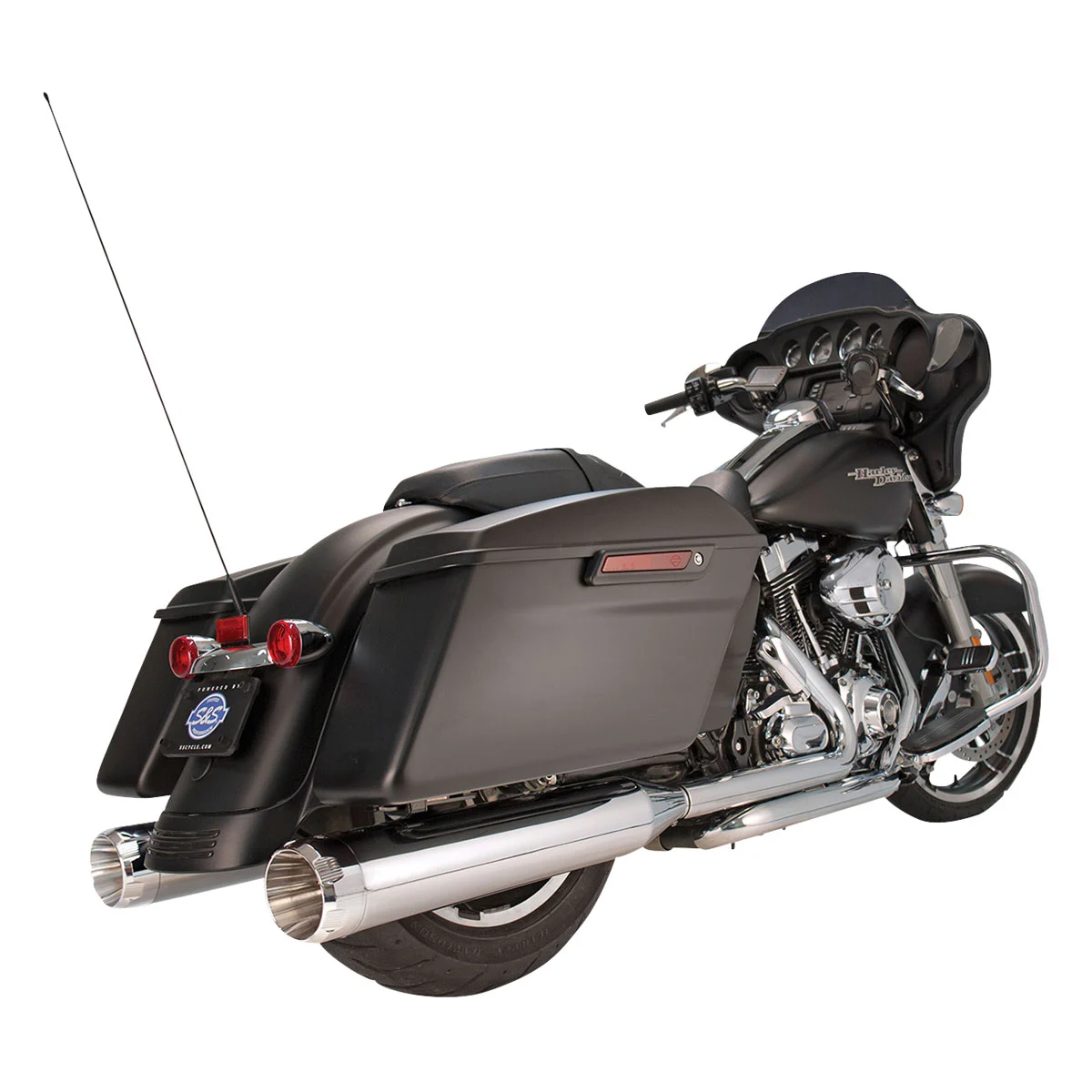 S&S Cycle MK45 4.5" Chrome Slip-On Mufflers With Chrome Thruster End Caps - Image 2