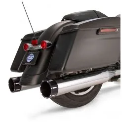 S&S Cycle MK45 4.5" Chrome Slip-On Mufflers With Highlight Machined Black Tracer End Caps