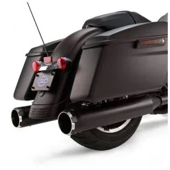 S&S Cycle MK45 4.5" Ceramic Black Slip-On Mufflers With Highlight Machined Black Thruster End Caps