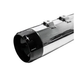 S&S Cycle MK45 4.5" Chrome Slip-On Mufflers With Highlight Machined Black Thruster End Caps