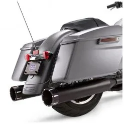 S&S Cycle MK45 4.5" Ceramic Black Slip-On Mufflers With Highlight Machined Black Tracer End Caps