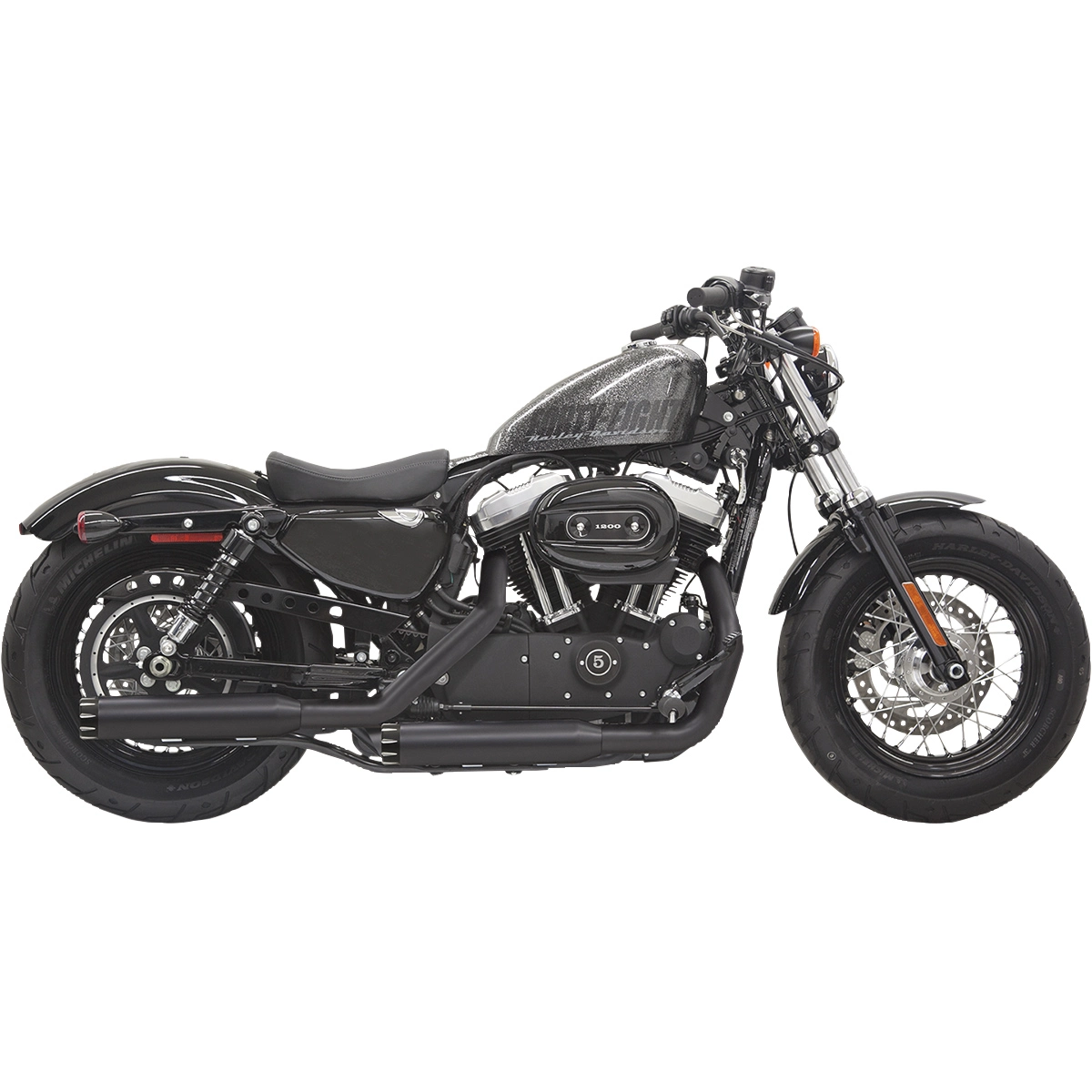 Bassani 3" FirePower Series Black Slip-On Mufflers With Black End Caps