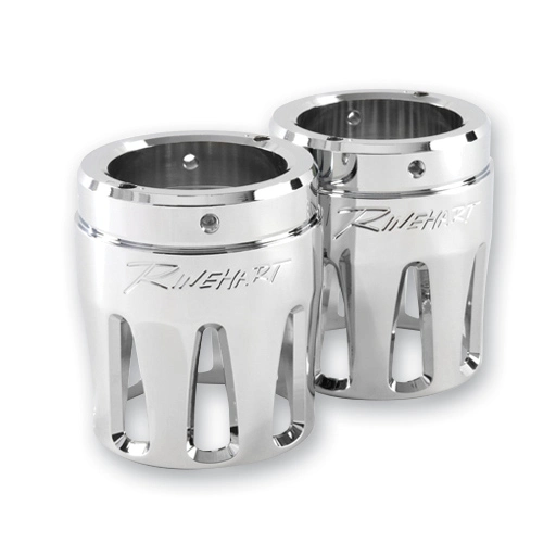 Rinehart Racing 3-1/2" Moto Series Machined End Cap Merge Style Chrome