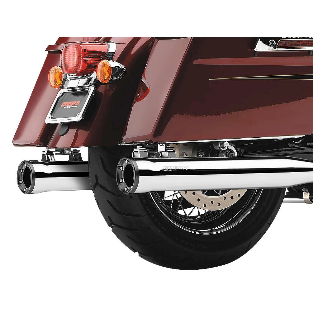 Cobra 3" RPT Chrome Slip-On Mufflers With Black Tip